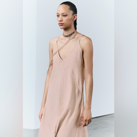NWT Zara 100% Linen Long Midi Dress ZW Collection - Picture 5 of 9